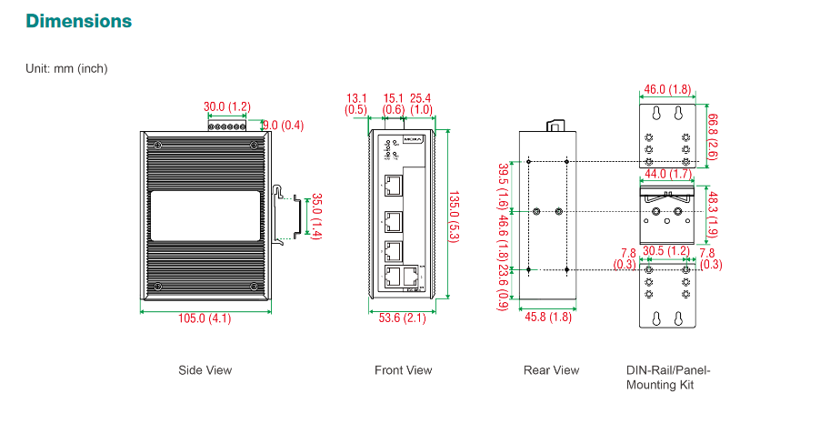 MOXA EDS-405A Managed Industrial Ethernet Switch 3 x 10/100BaseT(X), 2 x 100BaseF
